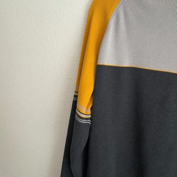 Sonoma Crew Neck Color Block Sweater Mens L Mustard Gray Pullover Knitwear - Picture 7 of 8